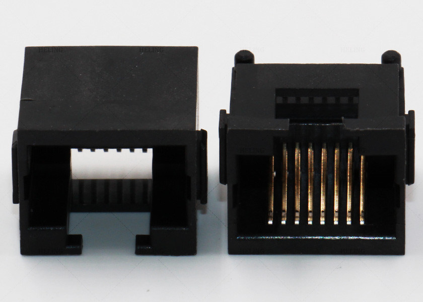 Black Color Surface Mount RJ45 Connector R / A Latch Down For LAN