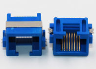 Blue Color RJ45 PCB Mount Socket Half Shielded 1.27mm Terminal Pitch For Ethernet