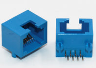 8 Positions RJ45 Connector Right Angle Blue Color For Networking / Telecom Equipment