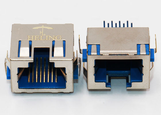 EMI Gasket Right Angle RJ45 Connector , PCB 8P8C Right Angle RJ45 Coupler