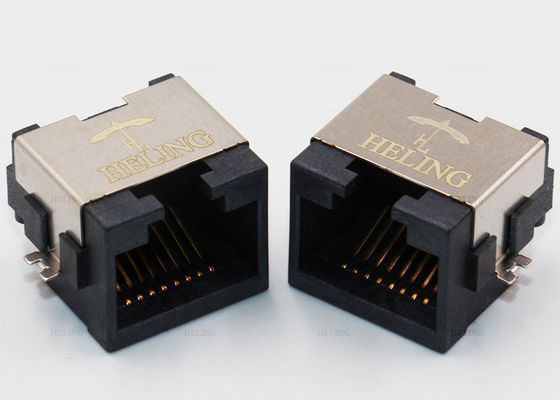 Half Shielded 1 x 1 RJ45 SMT Connector Tab Up Lightweight For Networking Products