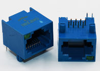Blue Color R / A RJ45 Single Port Through Hole Mounting Tab Up Single LED Indicator