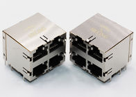 Brass Shielded RJ45 Multiple Port Connectors 4 Ports With EMI Tab Spring