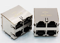 Brass Shielded RJ45 Multiple Port Connectors 4 Ports With EMI Tab Spring