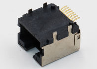 Single Port Shielded SMT RJ45 Connector R / A 50 U" Gold Plating Contact Terminal