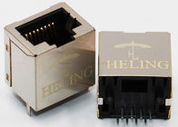 Gold Plating Contact Terminal 180 SMT RJ45 Connector R / A 50U" Single Port Shielded