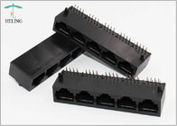 Black Housing Modular Jack 1 x 5 Ports RJ45 Multiport Connector For PC Motherboard / Card
