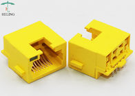 Yellow 90 Degree RJ45 Female Connector With Single LED Pipe For Ethernet Router