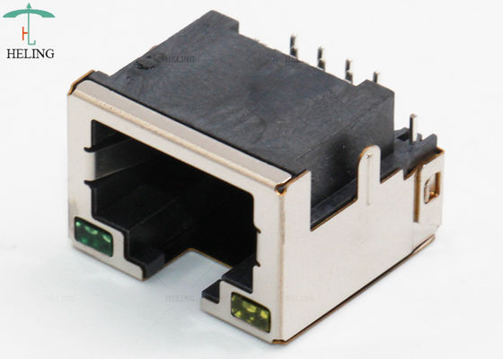 8 Pin RJ45 Female Jack Offset / Seeking PCB Tab Up Thru - Hole Type