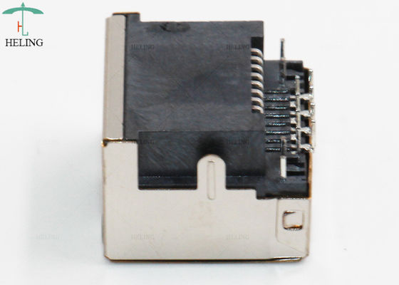 8 Pin RJ45 Female Jack Offset / Seeking PCB Tab Up Thru - Hole Type