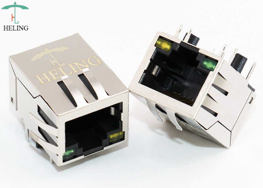 Right Angle Integrated Connector Modules 8P8C Single Port With GRN / YEL LED