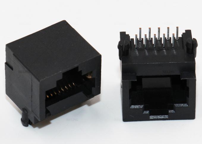 8P8C RJ45 Through Hole Connector , THT Solder Right Angle RJ45 With Posts