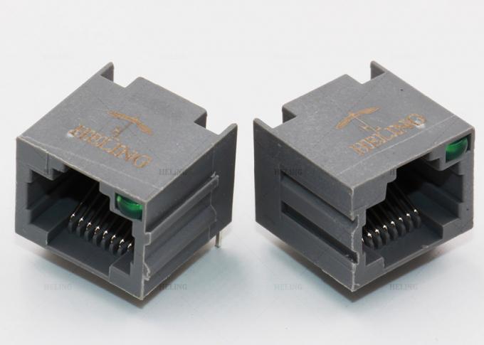 Grey Color RJ45 Female Connector Through Hole Mounting Type For ...