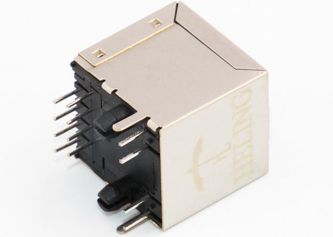 Gold Plating Contact Terminal Shielded SMT RJ45 Connector R / A 50 U ...